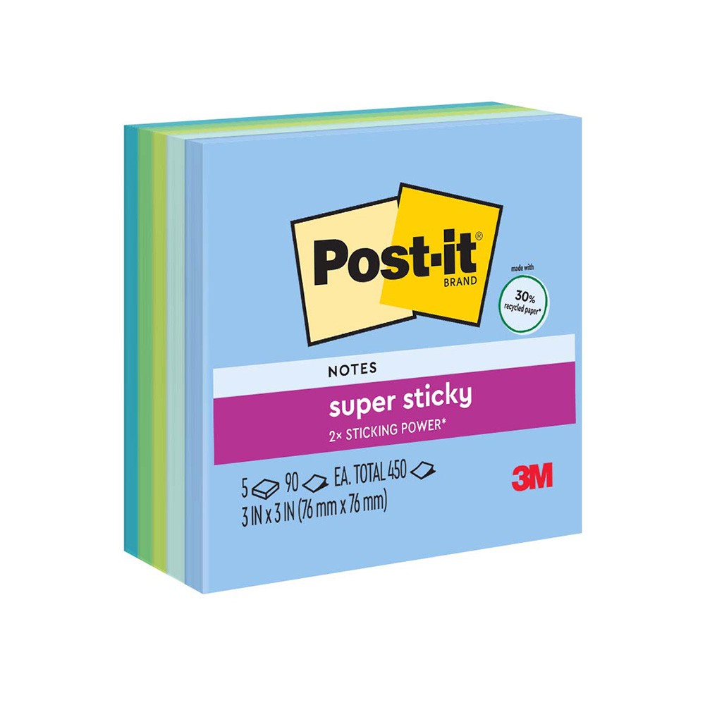 【芥菜籽文具】3M POST-IT 利貼 狠黏系列 便條紙 便條磚 五色組合包 654-5SSOS